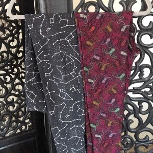 Two LulaRoe OS leggings Constellation & Octopus